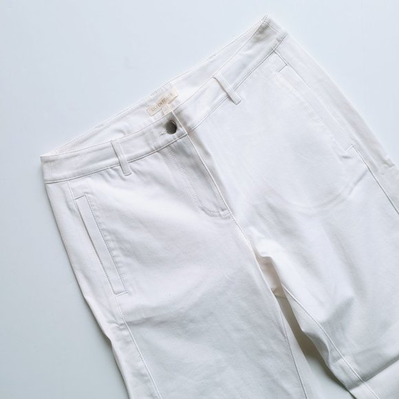 Eileen Fisher White Organic Cotton Stretch Twill Slim Ankle Trouser Pants - XS - Picture 3 of 7